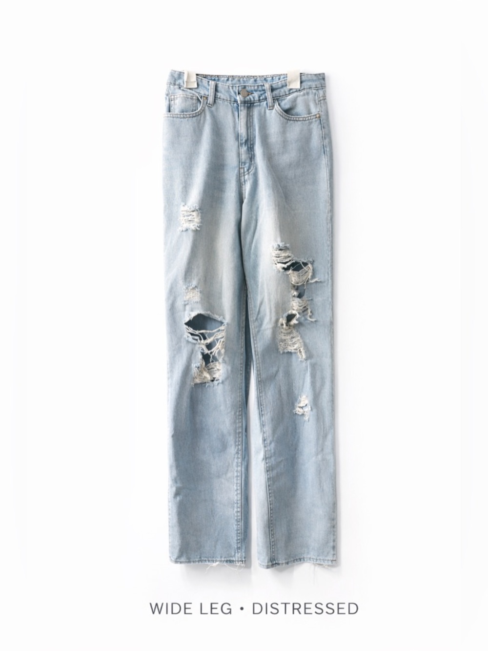 Madden NYC Light Wash Distressed Wide Leg Jeans Size 5 - Picture 2 of 16